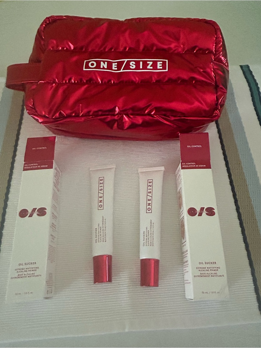Set of two oil sucker alkaline ONE/SIZE full sized Primers and metallic bag